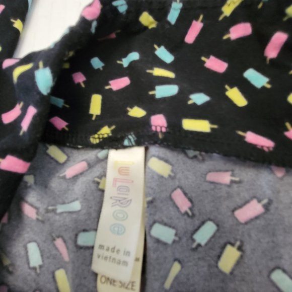 LuLaRoe One Size OS Legging Summer Popsicle Ice Cream Black Pink Yellow Blue - Picture 3 of 6